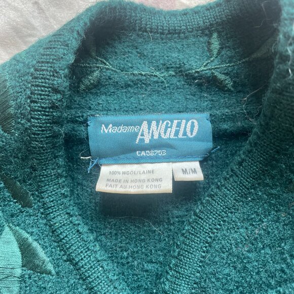 Vintage 100% wool forest green button-up cardigan - Picture 5 of 5